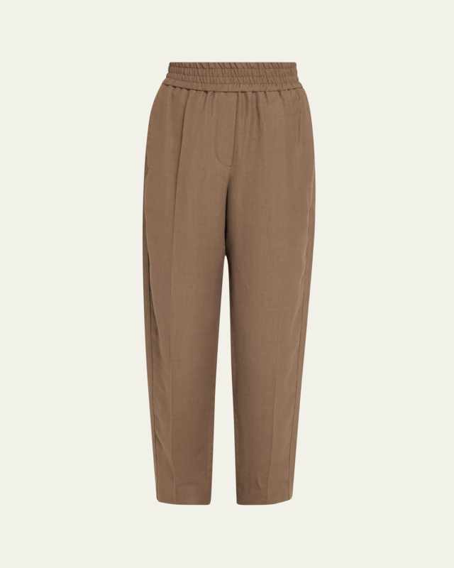 Elasticized Waist Fluid Linen Pants